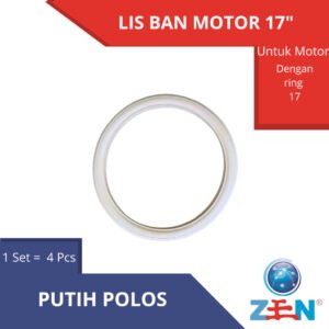 LIS BAN MOTOR RING 17" INCH WARNA PUTIH POLOS KARET WHITE WALL WHELL BEBEK MATIC SPORT RX KING C 70
