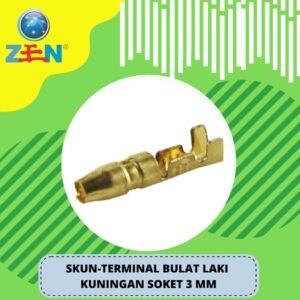 Skun, Sekun Konektor Kabel Motor Bulat Laki, Cowo Kuningan Soket 3 MM Per 5