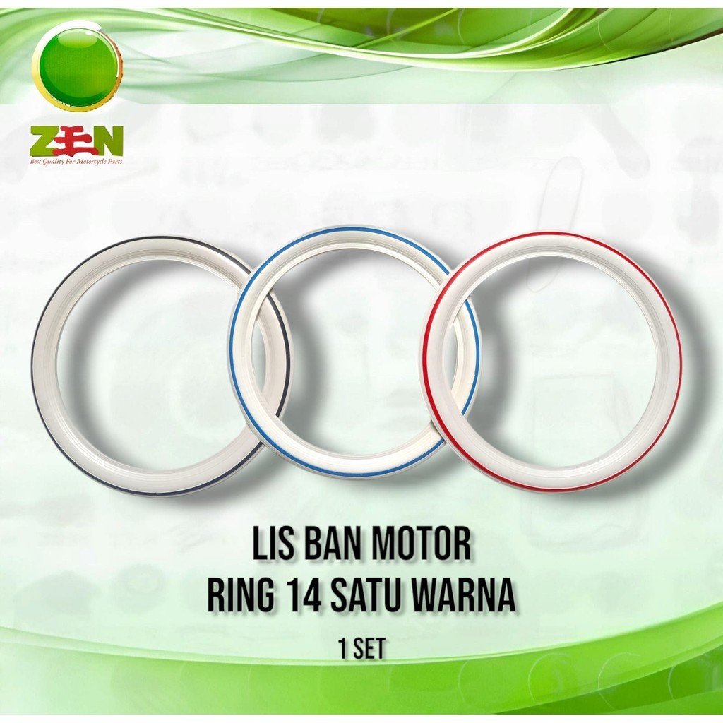 Karet Lis Ban White Wall Motor, Universal Ring 14" INCH Satu Warna (1 Set)
