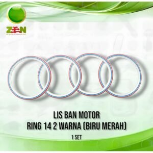 Karet Lis Ban White Wall Motor, Universal Ring 14" INCH 2 Warna Biru & Merah  (1 Set)